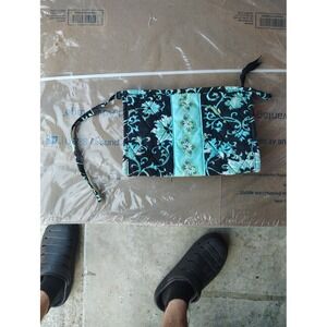 Lemon Hill Quilted Floral Paisley Cosmetic Bag Teal Black Makeup Travel Pouch